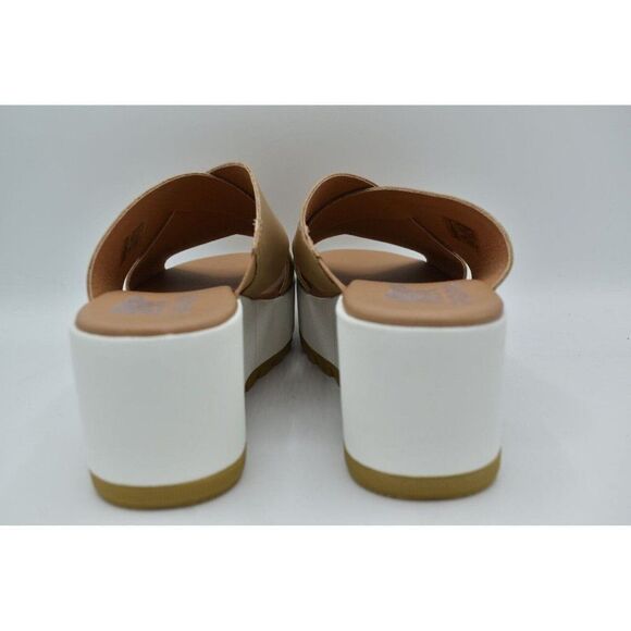 Sorel Womens Size 10.5 Cameron Flatform Wedge Beige Sea Salt Leather Sandals - Picture 4 of 12